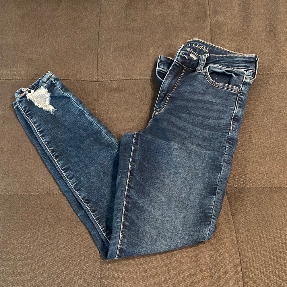 American Eagle Outfitters Women's Ripped Blue Skinny Jeans